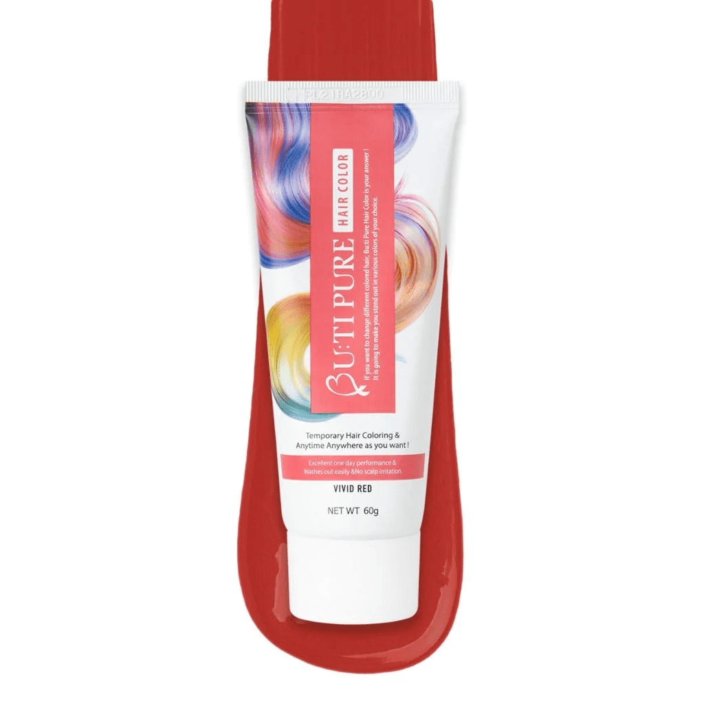 Butipure Hair Color Temporary 1-Day Hair Color Vivid Red Semi Permanent No Ammonia 60g