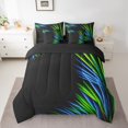 thumbnail image 2 of Erosebridal 3D Glowing Bedding Sets King Size, Modern Abstract Comforter Sets with Sheets, Geometry Striped Decor, Reversible 7pcs, 2 of 5
