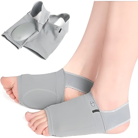 XIRQI Upgrade Metatarsal Compression Arch Support Sleeves with Gel Pad Inside - Arch Support Brace for Flat Foot & Plantar Fasciitis Pain Relief - Women & Men - 1 Pair (Gray)