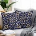 thumbnail image 2 of Baroque Floral Outdoor Pillow Covers Pack of 2 Abstract Floral Retro Rustic Navy Blue Waterproof Throw Pillow Covers Decorative Cushion Cases for Patio Garden Tent Balcony Couch 26x26 inch, 2 of 8