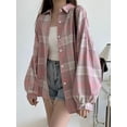 thumbnail image 4 of Camisa a cuadros para mujer, Top de manga larga de otoño, blusa Vintage a la moda con una botonadura, camisas holgadas a cuadros de estilo Preppy para mujer, 4 of 5