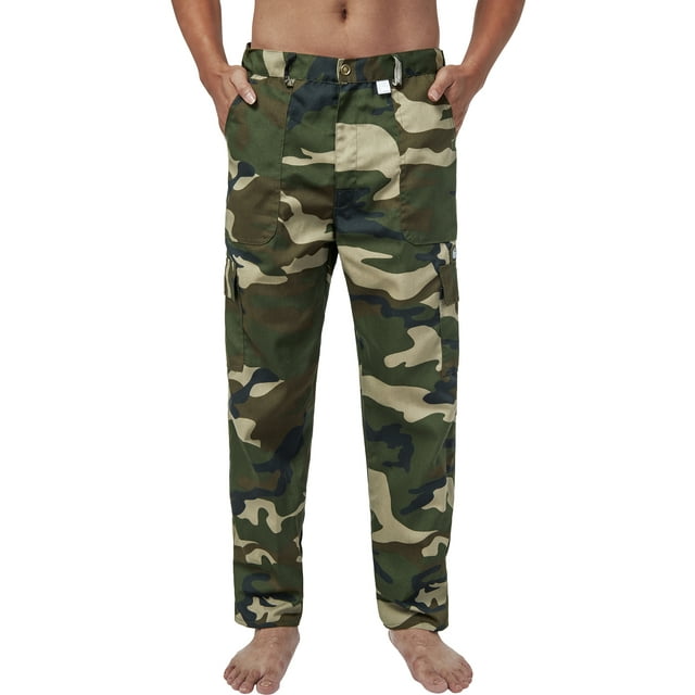 FOCUSSEXY Men Comfort Cargo Pant Tactical Combat Cargo Pocket Long Pants Work Wear Casual Bottoms Outdoor Camo Stretch Cargo Pants