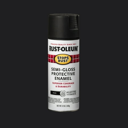 Black, Rust-Oleum Stops Rust Semi-Gloss Protective Enamel Spray Paint-7798830, 12 oz
