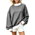 thumbnail image 2 of Axdhxbd Womens Oversized Mock Neck Sweatshirt Cute Plaid Graphic Sweatshirts Loose Fit Long Sleeve Pullover Fashion Holiday Vacation Sweatshirts S-5XL, 2 of 7