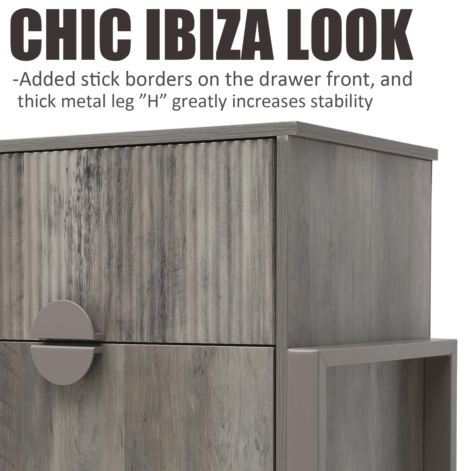 Gray 6 Drawer Dresser for Bedroom, Modern Wide Chest Of Drawers Wood Storage Cabinet for Living Room
