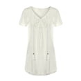 thumbnail image 5 of FASHOFT Beach Cover Ups for Women V Neck Long Swimsuit Cover Up Shirt Dress Bathing Suit with Pockets White M, 5 of 7