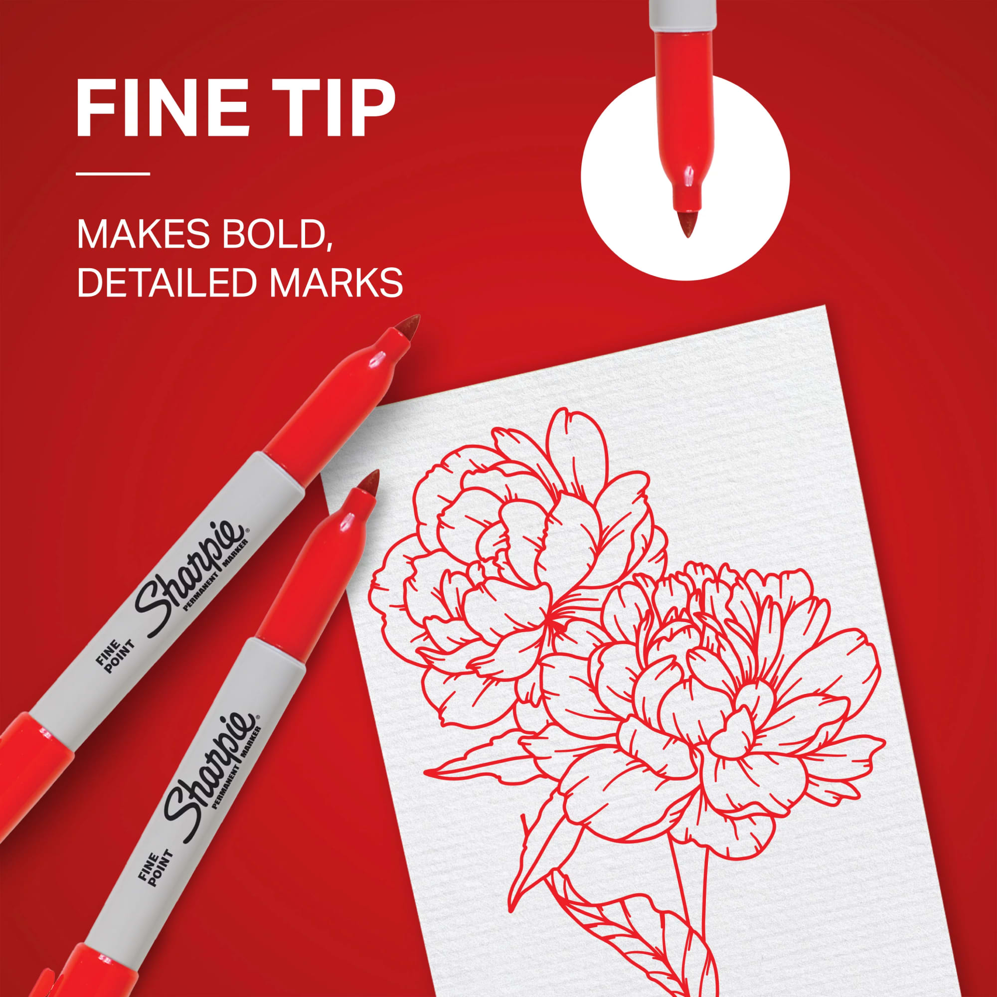 Sharpie Permanent Markers, Fine Point, Red, 36 Count photo 3