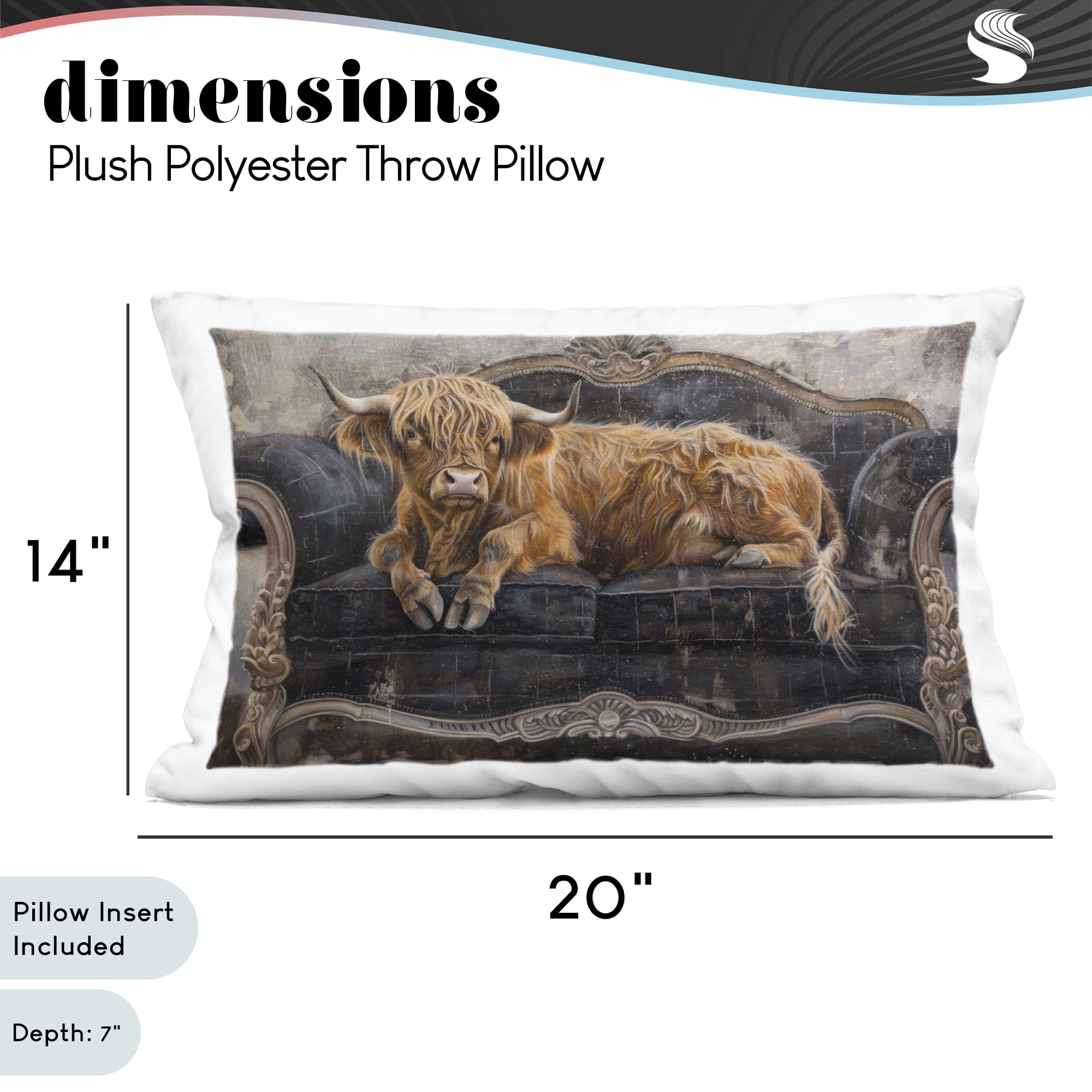 Stupell Industries Cozy Couch Highland Cow Decorative Printed Throw Pillow, design by Tina LeCour