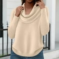 thumbnail image 6 of Cowl Neck Sweaters for Women Long Sleeve Knit Pullover Cozy Loose Fall Winter Beige 2XL, 6 of 8