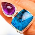 thumbnail image 1 of Large Shattuckite, Amethyst Ring Size 9.75 (925 Sterling Silver)  - Handmade Boho Vintage Jewelry RING127591, 1 of 2