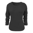 thumbnail image 3 of Women's Solid Color Fashion Long Sleeve Sweater Top plus Size Shirts for Women with Sayings Top Pack Women Ladies Summer Tunics plus Outfit for Work plus Size Wrap Top Womens plus Shirts Tops Size, 3 of 3