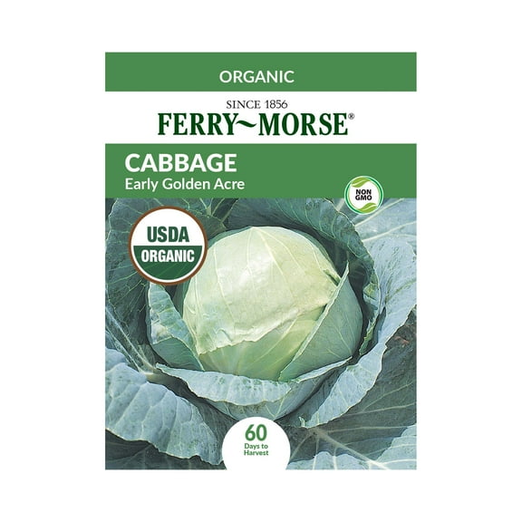 Ferry-Morse Organic 420MG Cabbage Early Golden Acre Annual Vegetable Seeds, Full Sun