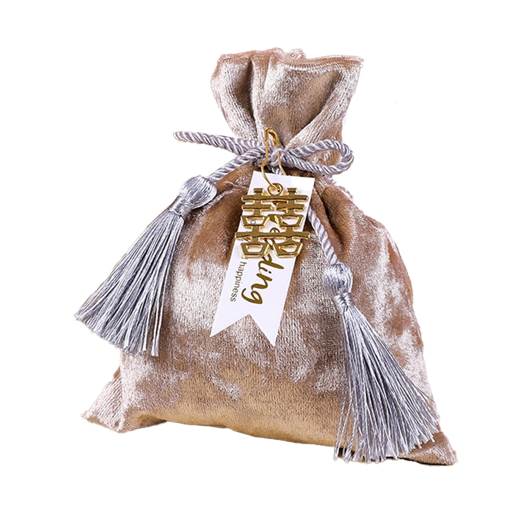 Awardfan Candy Drawstring Bag Holiday Birthday Celebration Party Chocolates Festival Party Toys Cookies Favors Present Gifts Package Pouch Champagne O