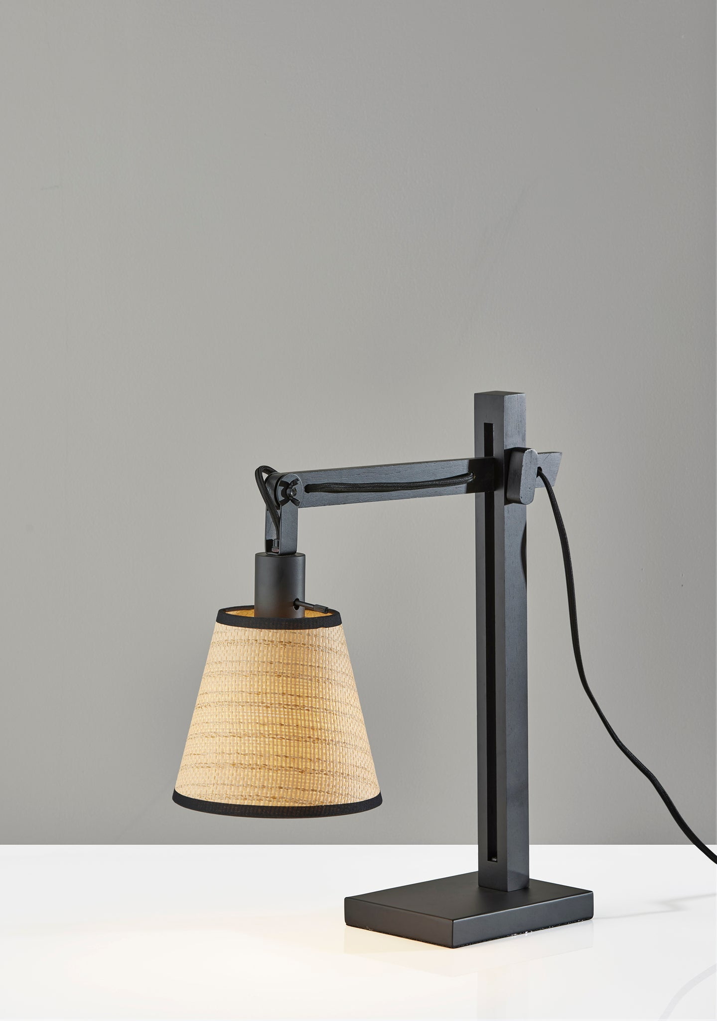 Adesso Walden 19"-25" 60W Adjustable Desk Lamp Black Wood