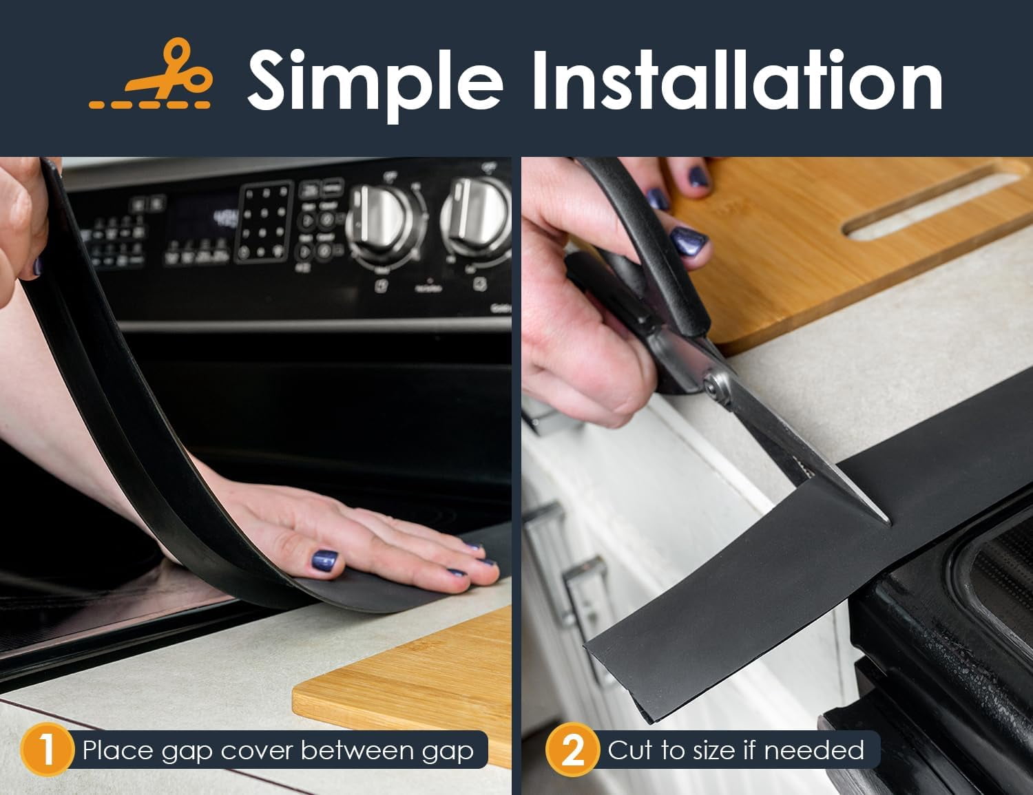 25 Inches Linda’s Essentials Silicone Stove Gap Covers 2 Pack - Heat Resistant Stove Gap Filler - Non-Slip Gap Covers Between Stove and Counter - Easy to Clean Stove Gap Guard