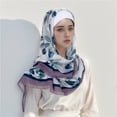 thumbnail image 3 of Flower Print Hijab Laser Cut Edge Headscarf Premium Cotton Voile Soft Fashion Square Scarf, 3 of 7