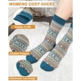 thumbnail image 2 of Pack de 5 calcetines de lana para mujer, cálidos, de punto grueso, para mujer, 2 of 6