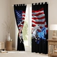 thumbnail image 3 of Manfei Galloping Horse Kitchen Curtains, Patriotic American Flag Black Out Curtains Pack of 2 (42x63 Each), Red White Blue, 3 of 6