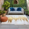 thumbnail image 3 of 5' x 7' Outdoor Rug, Abstract Gold Outdoor Washable Rug Large Floor Carpet, Modern Minimalist Art White Gray Ripple Non Shedding Area Rug for Outside Patio RV Porch Deck Balcony Camping Living Room, 3 of 9
