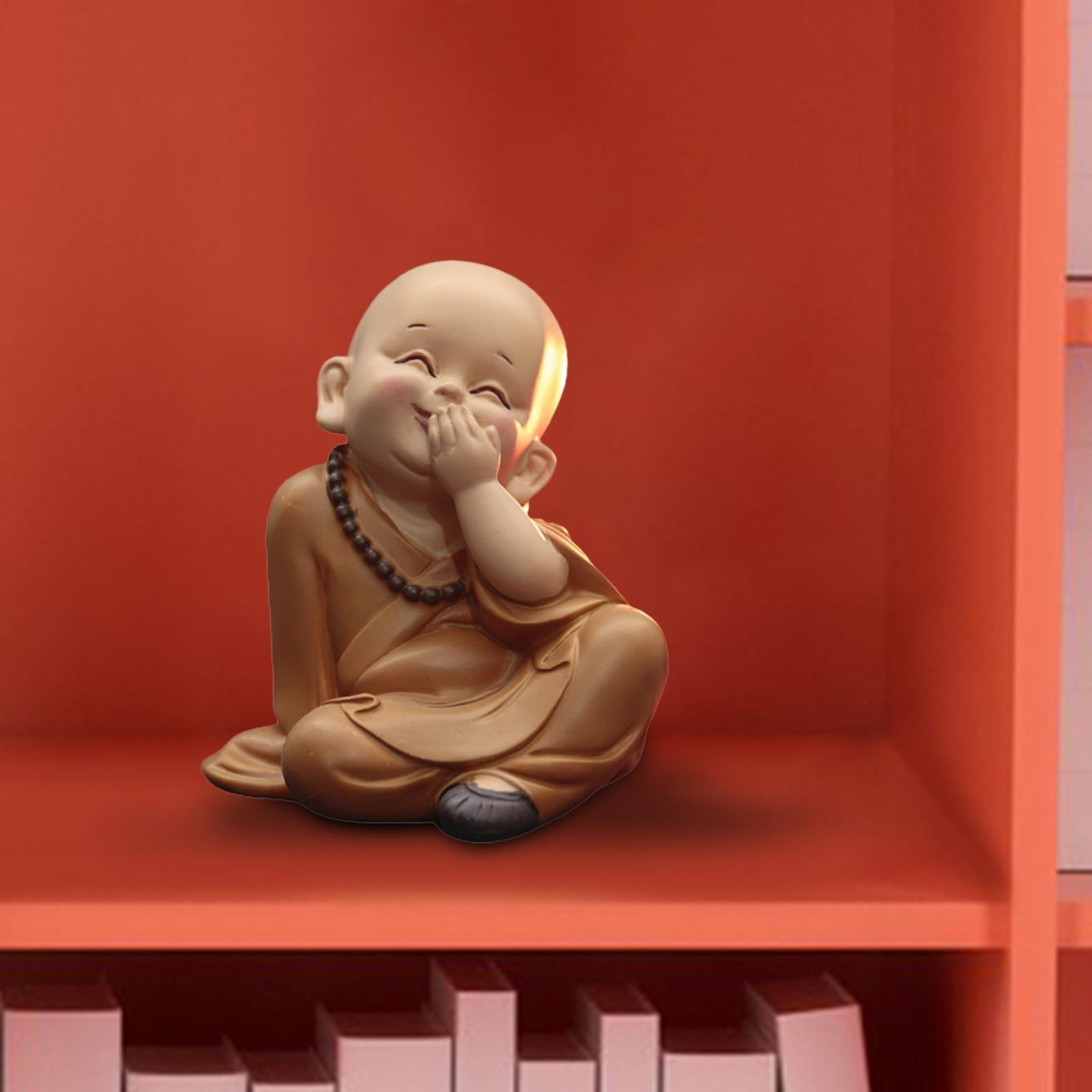 Small for Crafts Baby cover Figurine laugh Dolls Buddha Housewarming Gifts mouth Monk Statue