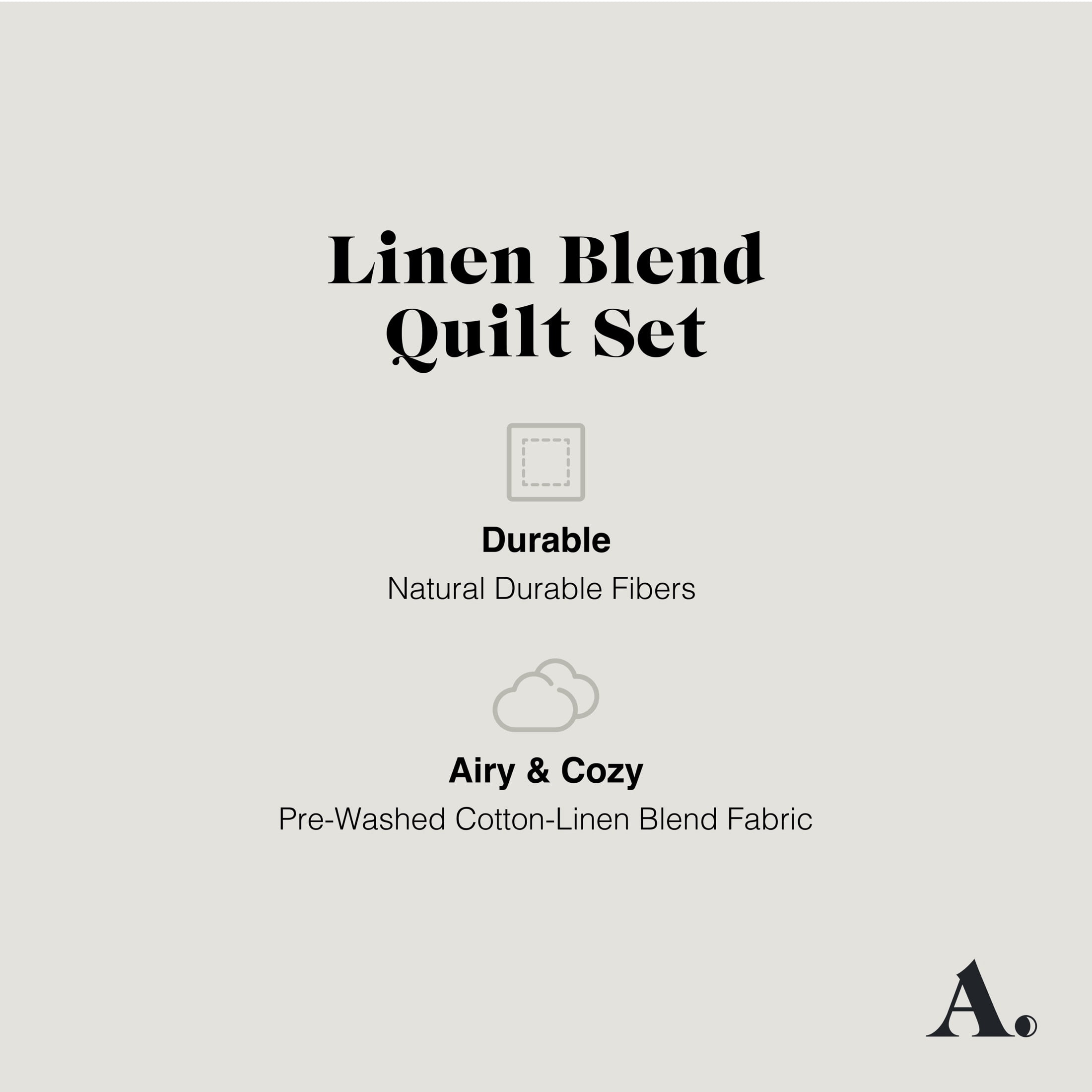 Allswell Linen Blend 3-Piece Quilt Set, Cream Glaze Stripe, King/California King
