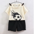 thumbnail image 4 of NAISIBABY Boys Summer Outfit Sets, Soccer Garphic Short Sleeve T-Shirt & Shorts 2-Piece Active Fit Casual Clothes Sets Black Size 2, 4 of 6