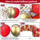 thumbnail image 3 of Kit de guirnalda de globos de látex rojo y dorado, 120 piezas de diferentes tamaños en pulgadas, globo de confeti y oro metálico rojo mate para compromiso, San Valentín, espectáculo nupcial, 3 of 5