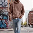 thumbnail image 2 of Men's Pullover Hoodie Classic Fit Long Sleeve Casual Hooded Sweatshirt with Kangaroo Pocket for Everyday Wear Brown XL, 2 of 7