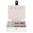 thumbnail image 5 of Caja de joyería portátil de viaje, organizador de caja de almacenamiento de collares, pendientes y anillos simples y elegantes, color blanco, 5 of 5