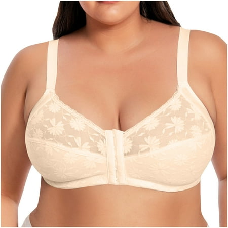 Ndbuld Bras for Women Bras for Women No Underwire Women s Plus Size Adjustable Front Buckle without Steel Ring Thin Back Pressure Reducing and Adjustable Bra Sales Today Clearance M Beige
