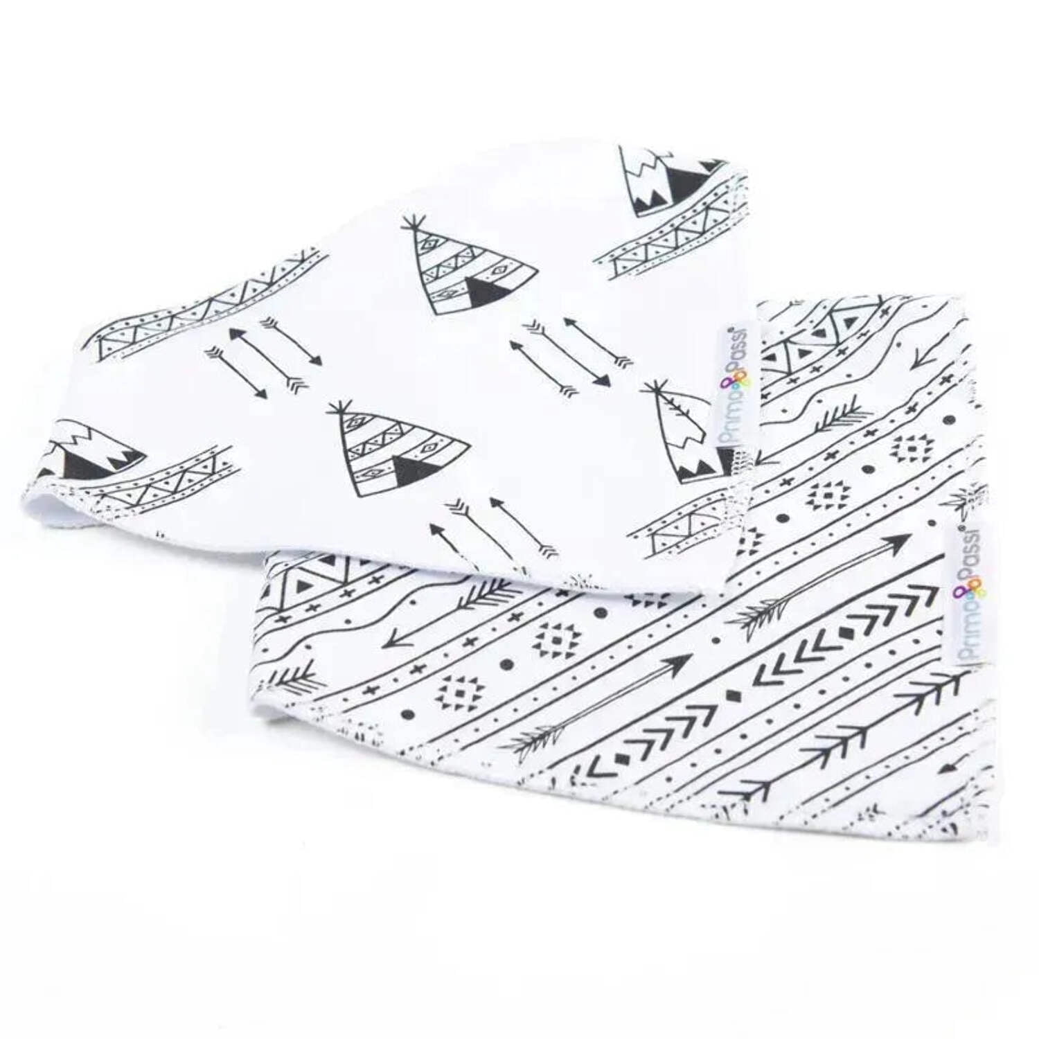 Primo Passi 2-Pack White/Black Arrows Bandana Bib