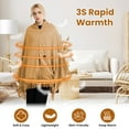 thumbnail image 3 of 77"x24" Electric Heated Throw Blanket Portable USB Heated Shawl Wearable Heating Blanket with Zipper 3 Heating Levels Machine Washable Brown, 3 of 10