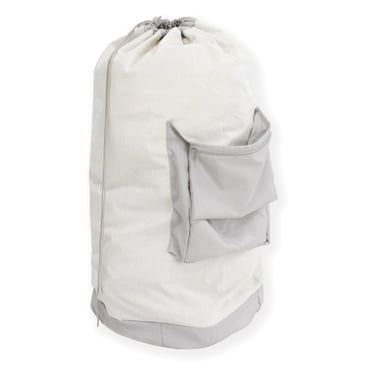 Mainstays Durable Canvas Laundry Bag with Drawstring and Pocket, 26" x 37"