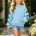 thumbnail image 7 of jobturf Girls Crewneck Sweatshirt Cute Black Bow Decor Long Sleeve Pullover Tops Holiday Party Fleece&nbsp;Lined Sweatshirts for Kids 150, 7 of 7