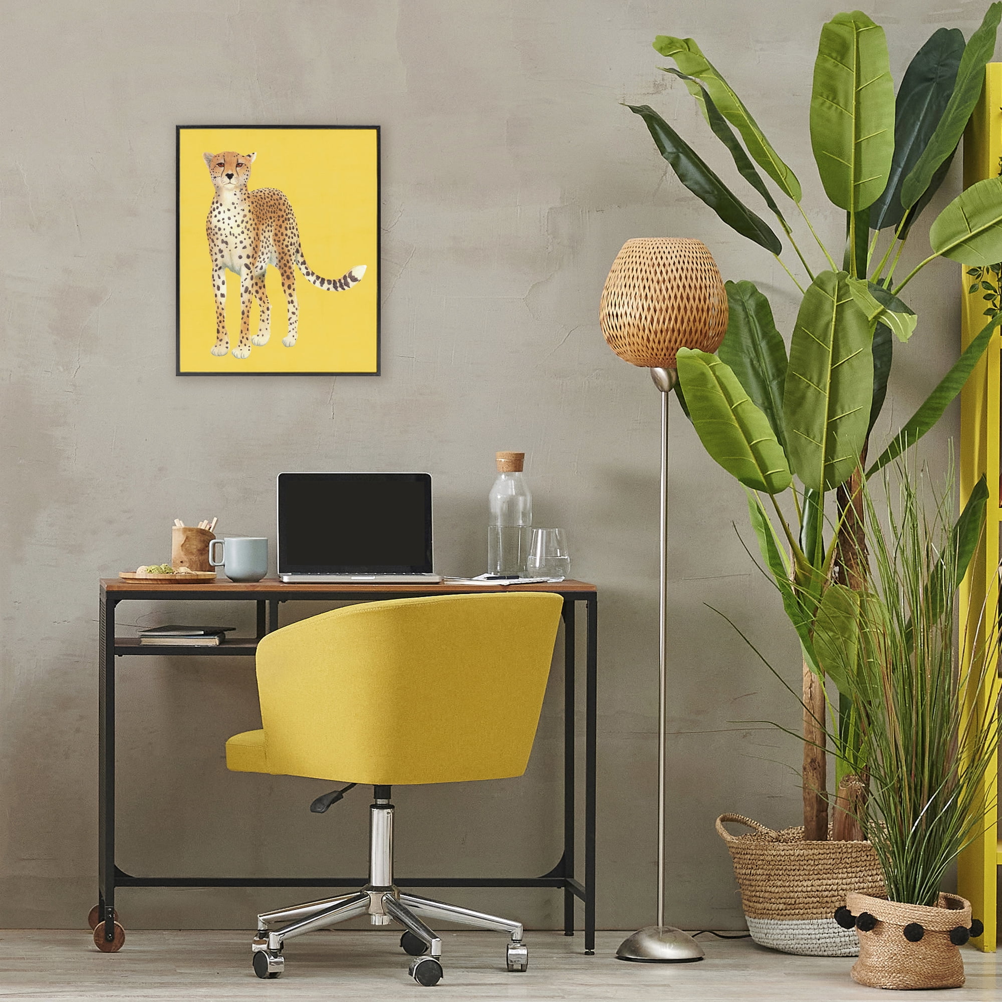 Stupell Industries Exotic Cheetah over Yellow Black Framed Giclee Art, design by Karolina Sato
