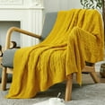 thumbnail image 2 of Acrylic Cable Knit Throw Blanket Boho Style Textured Blanket for Couch, Sofa, Bed, 50 x 60 Inches, 2 of 6