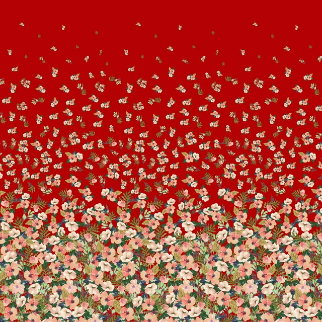 Soimoi Satin Silk Fabric Leaves & Flower Panel Decor Fabric Printed Yard 42 Inch Wide