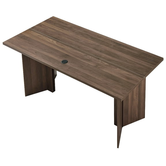 KFFKFF Executive Desk, Spacious Modern Rectangular Office Table, Honeycomb Board   Particleboard, 250 lbs, 63 x 31.5 x 29.9 in, Brown