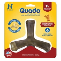 N-Bone® Quado® Dried Interactive Dog Chews. Bacon Flavor, Average Joe, Medium, 1 count, 2.8 oz, for Small & Medium Dog, Natural, Edible, 100% Digestible Dog Chews Alternative to Plastic Toys
