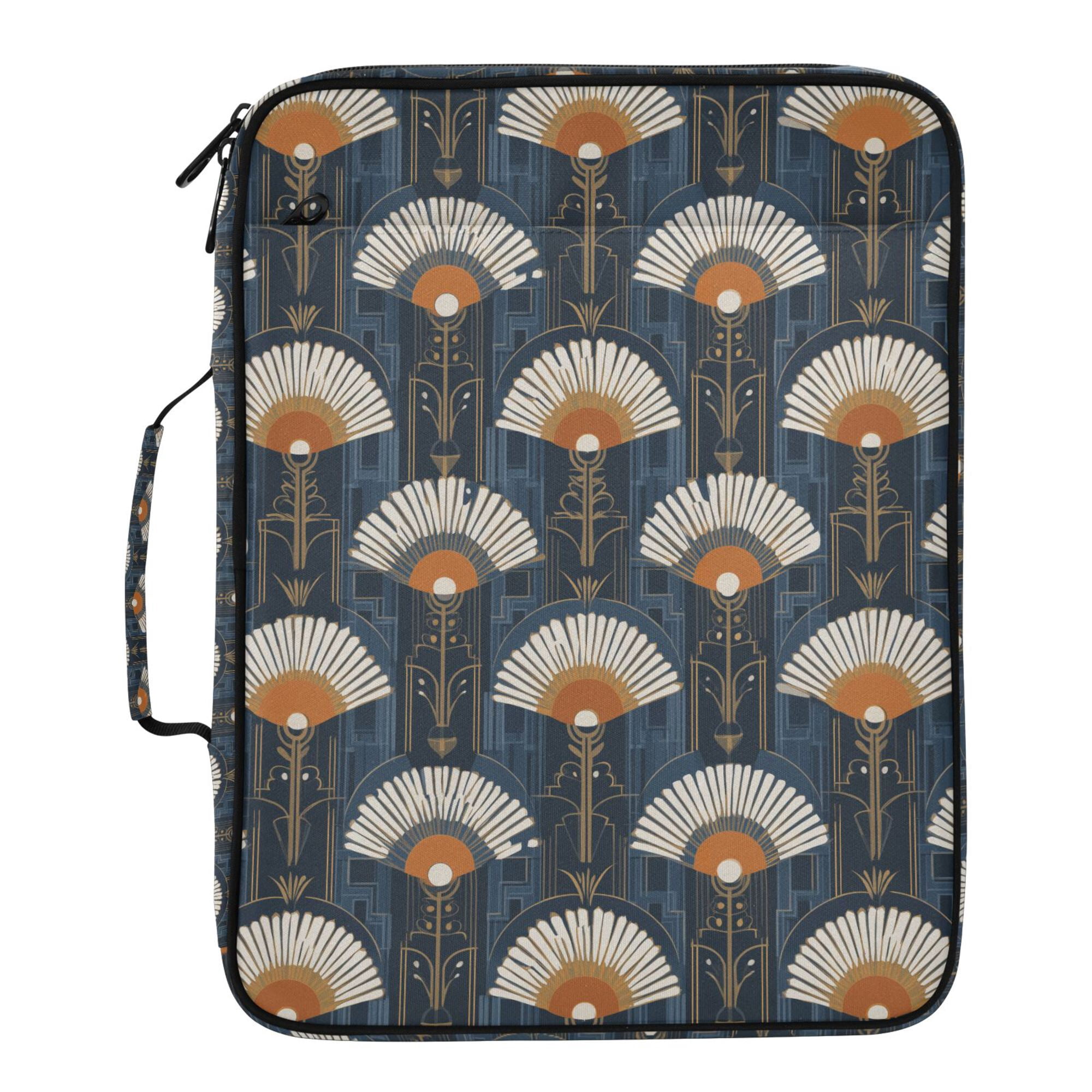 FORMRS Accordion File Folder A4 Size 7-Pocket Expanding Document Organizer Bag with 3 Ring Binder, Orange Elegant Geometric