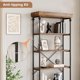 thumbnail image 4 of 74 - pulgada brown 6 - tier book rack con metal frame y de madera estantes - almacenamiento organizer para home, oficina, sala de estar o kitchen, 4 of 6