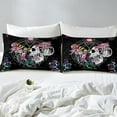 thumbnail image 4 of 3PCS Pink Mushroom Moth Skull Duvet Cover King Bedding Set, Snake Butterfly Sun and Moon Phase Constellation Galaxy Celestial Witchy Aesthetic Black Comforter Quilt Cover, 2 Pillow Cases, 4 of 7