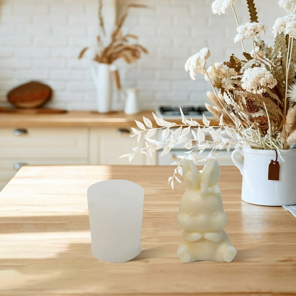 Pompotops Easter Bunny Candle Moulds For Candle Making, Silicone Candle Resin Molds, Mould For DIY Aromatherapy Wax Candle Soap Concrete Craft Cakeice, Chocolate, For Birthday Valent