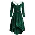 thumbnail image 5 of Pxkloy Vintage Velvet Dress for Women Western Fuzzy High Low Dress V Neck Long Sleeve Casual Dresses 2025 Fall Winter Outfits Green,L, 5 of 6
