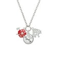 thumbnail image 2 of Delight Jewelry Silvertone Red Fire Department Shield with Axes Let Things Go Fall Zoey Charm Necklace, 28", 2 of 4