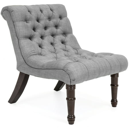 Best Choice Products Living Room Upholstered Linen Casual Tufted Accent Chair w/ Wood Legs