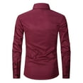 thumbnail image 4 of OIOLOYJM Mens Shirt Solid Casual Work Long Sleeve Shirts Regular Button Up Tops Fashion Collar Dress T shirt Red M, 4 of 4