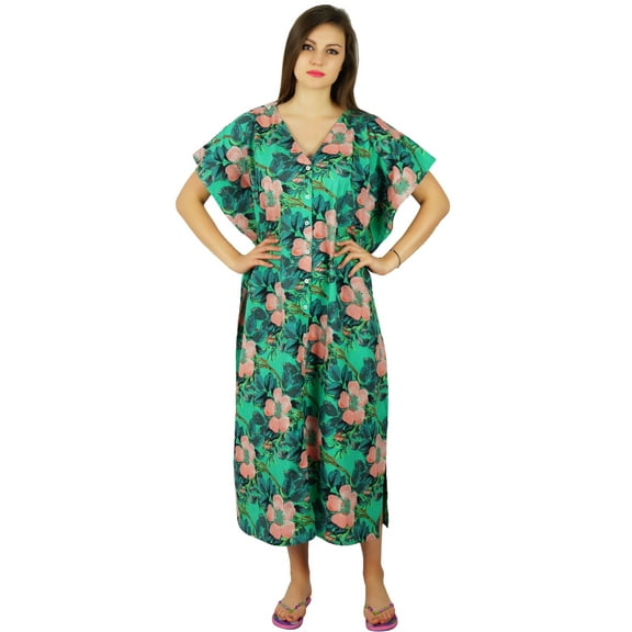 Bimba Button Down Cotton Kaftan Nursing Mothers Nightwear Dress Baby Shower Gift