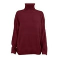 thumbnail image 4 of KaLI_store Pullover Sweaters for Women Womens Turtleneck Sweaters Long Sleeve Loose Pullover Sweater Casual Knit Tops Red,XXL, 4 of 5