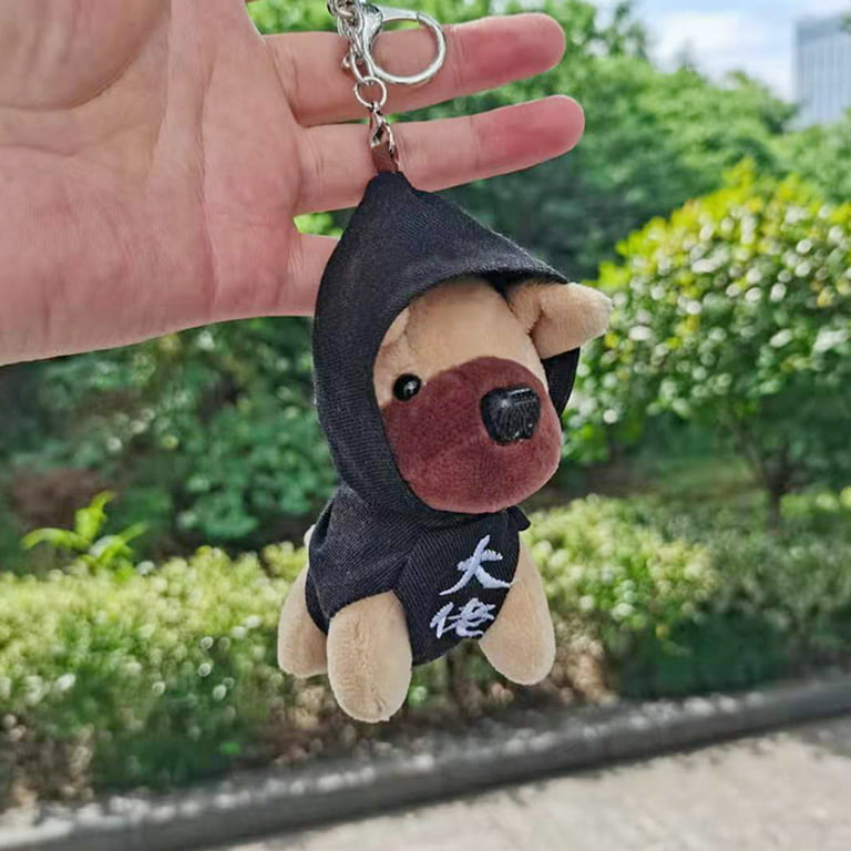 Skindy 10cm Puppy Keychain Soft Lovely Mini Hoodie Dog Doll Plush Toy  Ornament PP Cotton Stuffed Animal Key Ring Backpack Pendant Girls Gift